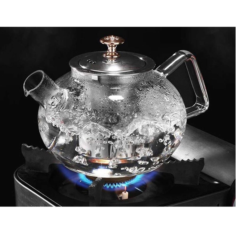 ZROY ENTERPRISE Glass Teapot with Infuser | 1000ml | Kettle for Loose Leaf & Blooming Tea Stovetop & Microwave Safe Borosilicate Glass Clear Tea Maker Pot with Removable Infusion (ZROY - 04) - Image 3