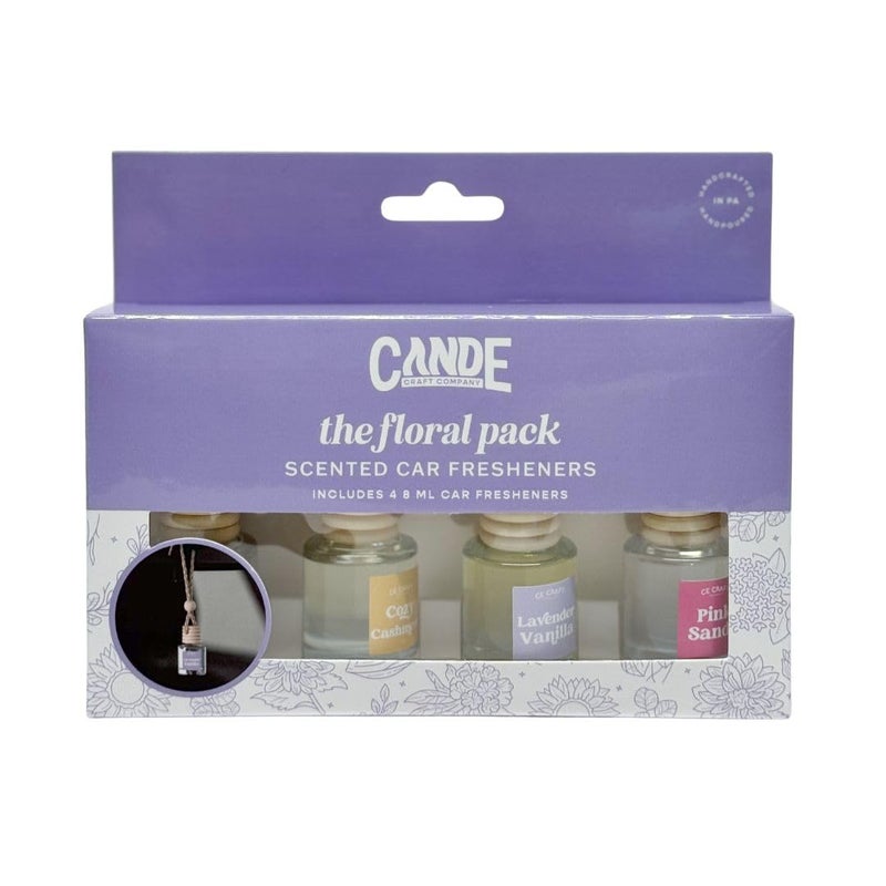 Ce Craft Hanging Car Air Freshener - Fragrance Oil Diffuser With Essential Oils - Long-Lasting Aromatherapy Scents For Automobiles - 4 Pack  Floral - Image 1