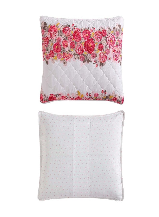 بتسي جونسون بيتسي جونسون - طقم لحاف كوين، مفروشات سرير قابلة للعكس من الألياف الدقيقة المصقولة مع أغطية وسائد متناسقة، ديكور منزلي مطرز على شكل ماسة (وردي مزين بنقشة زهور، كوين) - Image 3