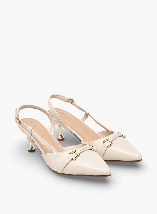 Flora Bella By Shoexpress CREAM Flora Bella Women Cone Heel Pointed Toe Shoes for Women | Best Price UAE