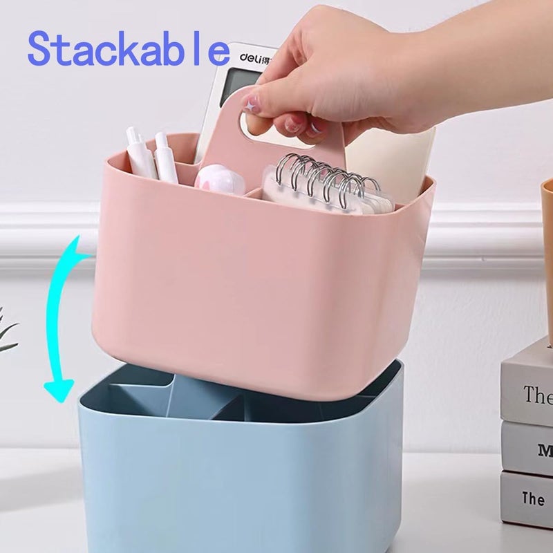 Multipurpose Organizer, DIY Dividers,Portable Craft Storage Organizer,Stackable Plastic Caddy with Handle, Storage for Bathroom, Dorm,Home,Office,Makeup,Pen,etc (Small, White) - Image 5
