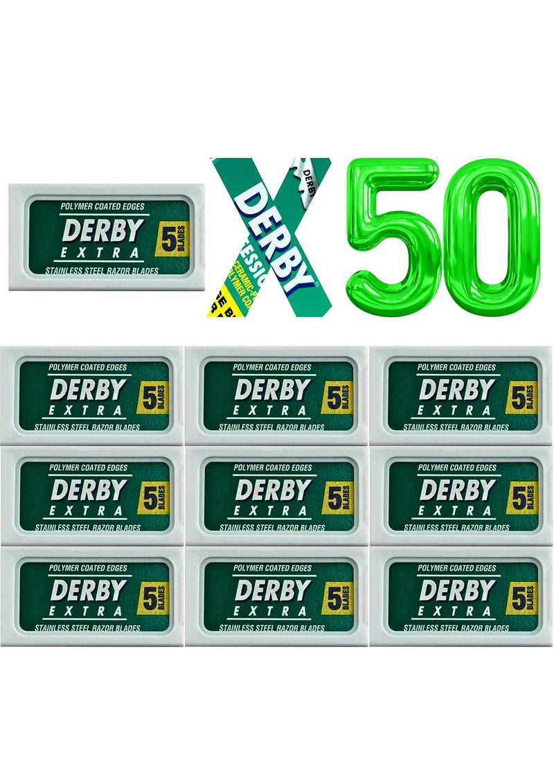 the shave factory 50 Derby Extra Professional Double Edge Razor Blades for straight razor 50 