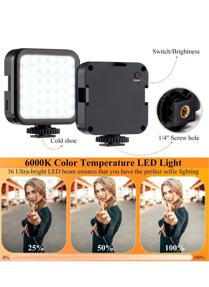 إضاءة فيديو LED "فلوغينغ لايك مي" + ميكروفون + حامل هاتف محمول + مقبض يدوي/حامل ثلاثي القوائم صغير متوافق مع الهواتف الذكية لتطبيقات تيك توك ويوتيوب والبث المباشر والاجتماعات - Image 3