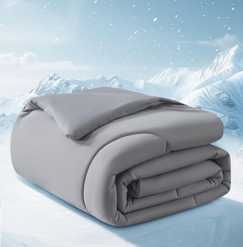 SameBed Cooling Comforter Full/Queen Size, Dark Grey, Double-Sided Breathable Nylon Summer Blanket