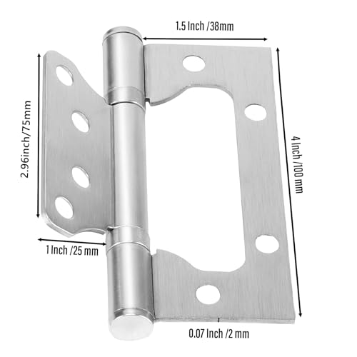 SINJEUN 18 PCS 4 x 3 Inch Non-Mortise Door Hinges, Stainless Steel Flush Heavy Duty Door Hinges with 144 Mounting Screws for Motorhome, Trailer, Camper, Brushed Surface, Silver - Image 2