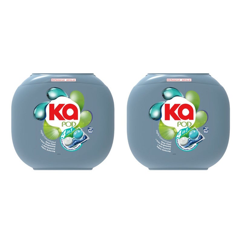 كي ايه KA PODS, 4-in-1 Anti-Dust Mites Laundry Detergent Capsules with Deep Cleaning, Fabric Softening, Color Brightening, Anti-Bacterial and Powerful Stain Remover,48 Pods, Pack of 2 X 48 Pods (96 Capsules) - Image 1