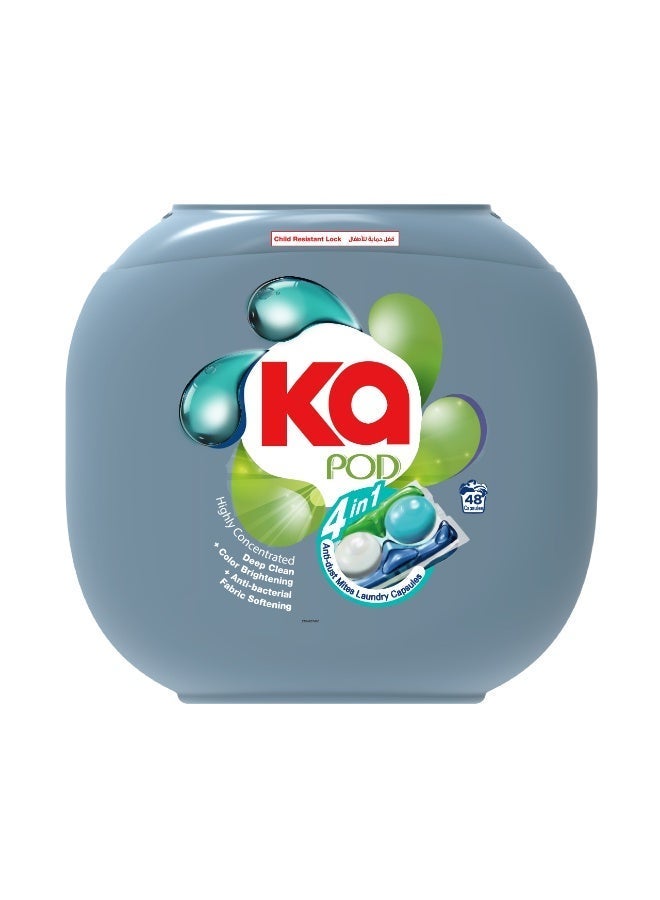 كي ايه KA PODS, 4-in-1 Anti-Dust Mites Laundry Detergent Capsules with Deep Cleaning, Fabric Softening, Color Brightening, Anti-Bacterial and Powerful Stain Remover,48 Pods, Pack of 2 X 48 Pods (96 Capsules) - Image 2