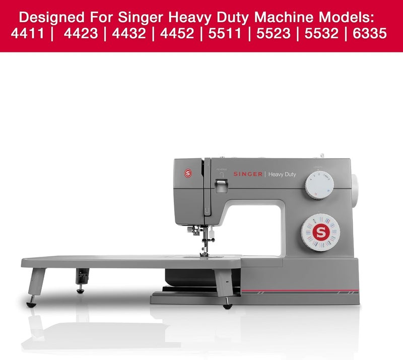 SINGER طاولة تمديد رمادية للآلات الميكانيكية الثقيلة 4411، 4423، 4432، 4452، 5511، 5523، 5532، 6335 | تدعم المشاريع الأكبر | سطح مستقر مع ساق قابلة للطي - Image 3