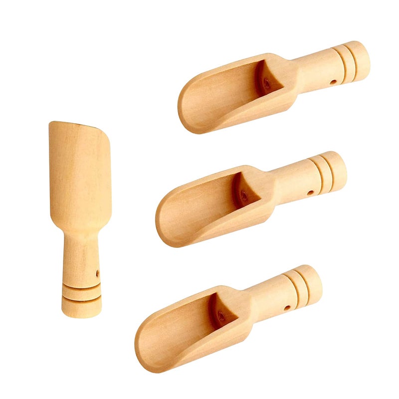 4 Pcs Mini Wooden Salt  Spice Scoops Set 74cm Natural Wood Spoons for Kitchen Bath Salts Powder Tea  More EcoFriendly and Easy to Clean