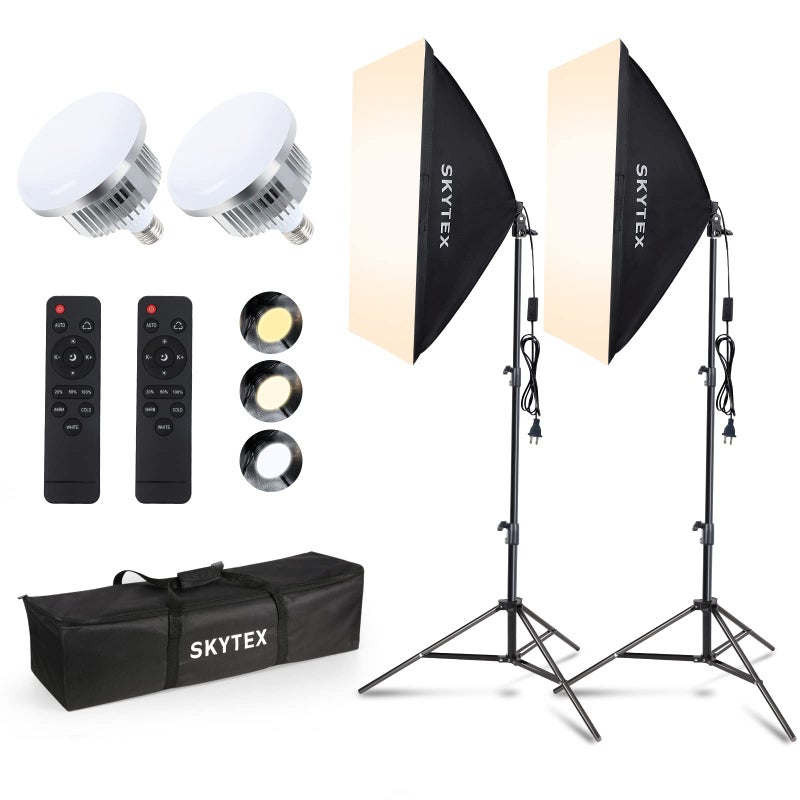 Skytex Softbox Lighting Kit(2Pack), 20x28in Soft Box | 85W 2700-6400K E27 LED Bulb Continuous Photography Lighting, Photo Studio Lights Equipment for Camera Shooting, Video Recording - Image 1
