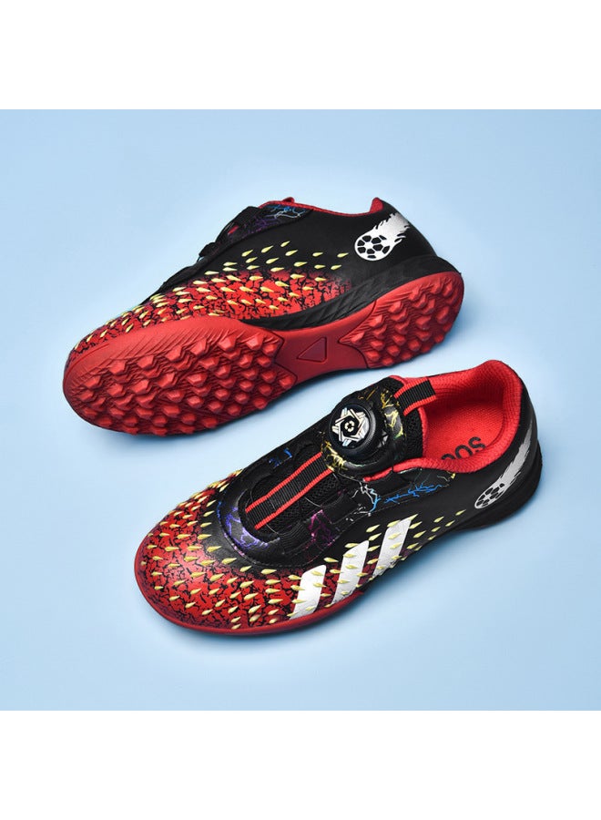6155 Red New Children's Shoes Rotating Button Children's Football Shoes Summer Teenagers Primary School Students Boys Professional Training Sneaker