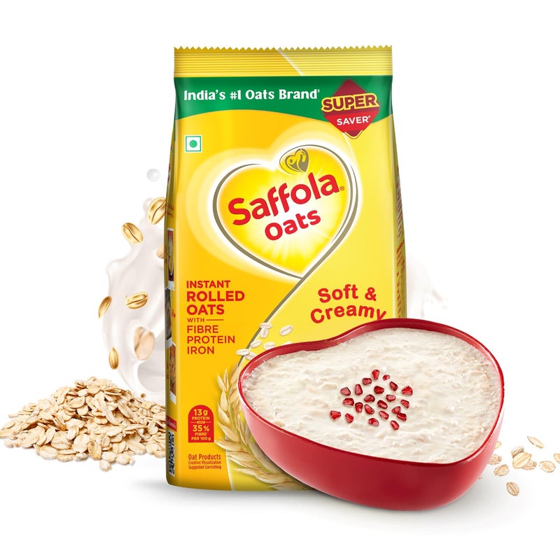 Saffola Oats 500gm nstant Rolled Soft & Creamy Power of Protein, Iron & Fibre Nutritious grain - Image 1