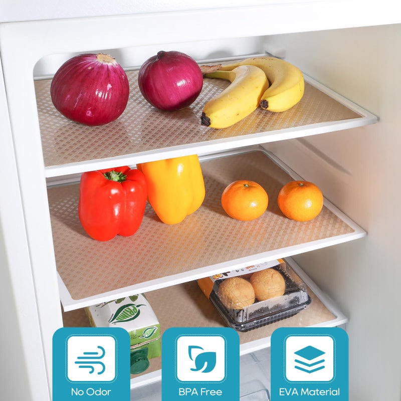StaHom Shelf Liners for Kitchen Cabinets Refrigerator Liners Waterproof & Oil-Proof Kitchen Cupboard Liner Drawer Mats EVA Material Non Adhesive Fridge Liner for Shelves Beige 11.8 x 59 Inches - Image 2
