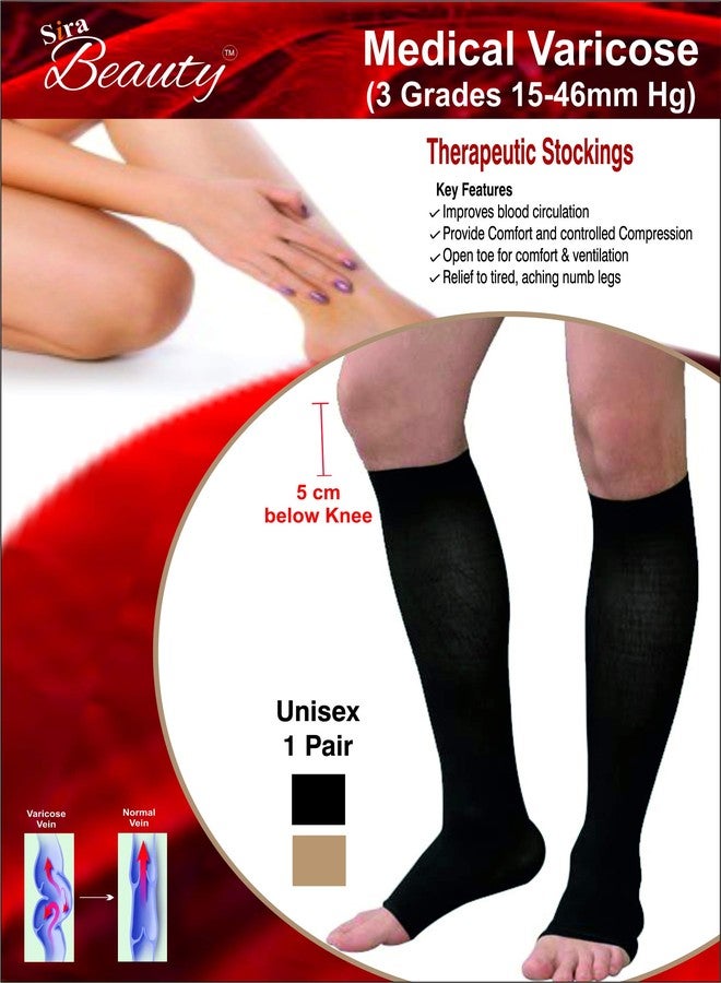 JOINTCOMFO Medical Antiskid Varicose Veins, Graduate Calibrated, Compression Socks, Stocking Improve Blood Circulation, Varicose Vein, Swollen, Aching Legs, Pain Relief, Edema, Sore Legs, Compression Sleeve with Anti Slip Grade-II (23-32 mmHg) (XL, Black) - Image 2