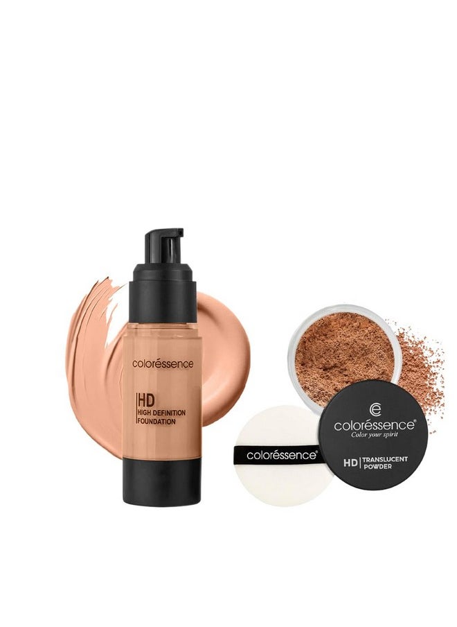 Coloressence Hd Foundation High Coverage Matte Finish Liquid Foundation To Cover Blemishes And Dark Spots | Hd Translucent Powder For Setting & Mattifying Makeup For An Oil-Free |Dusky Skintone  - Image 1