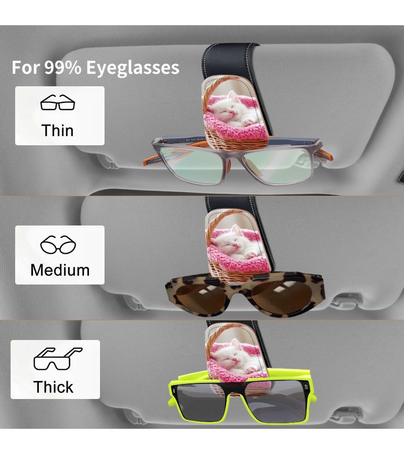1pc Kitten 527 2D Flat Print Car Sun Visor Eyeglass Holder Clip Magnetic Eyeglass Hook Securely Clips On In Car Ticket Card Holder Damage Free Installation Suitable For Various Car Models - Image 4