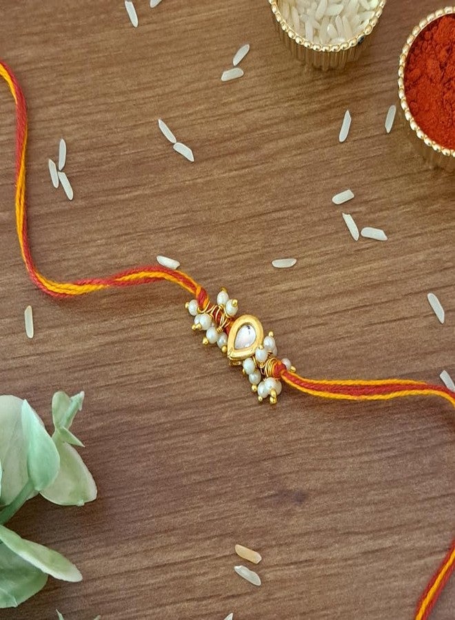 meryCraft Designer Fancy Traditional Rakhi for Bro/Brother/Bhaiya/Bhai/Bhabhi (Pack of 2) Rakshabandan Rakhe Kundan Stone Rakhee Bracelet Rakshasutra For Unisex Adult-R-2024-47 - Image 3