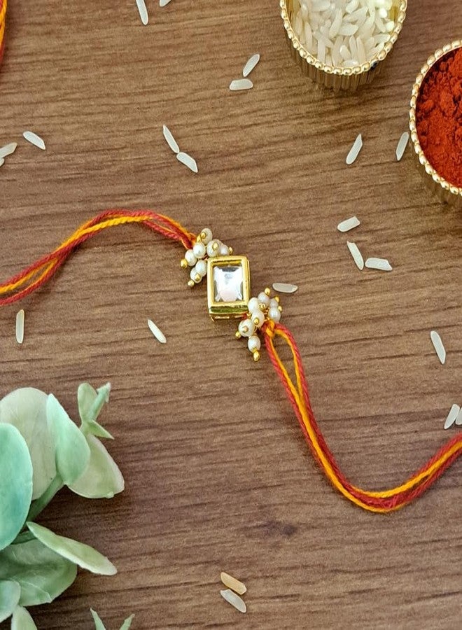 meryCraft Designer Fancy Traditional Rakhi for Bro/Brother/Bhaiya/Bhai/Bhabhi (Pack of 2) Rakshabandan Rakhe Kundan Stone Rakhee Bracelet Rakshasutra For Unisex Adult-R-2024-47 - Image 4