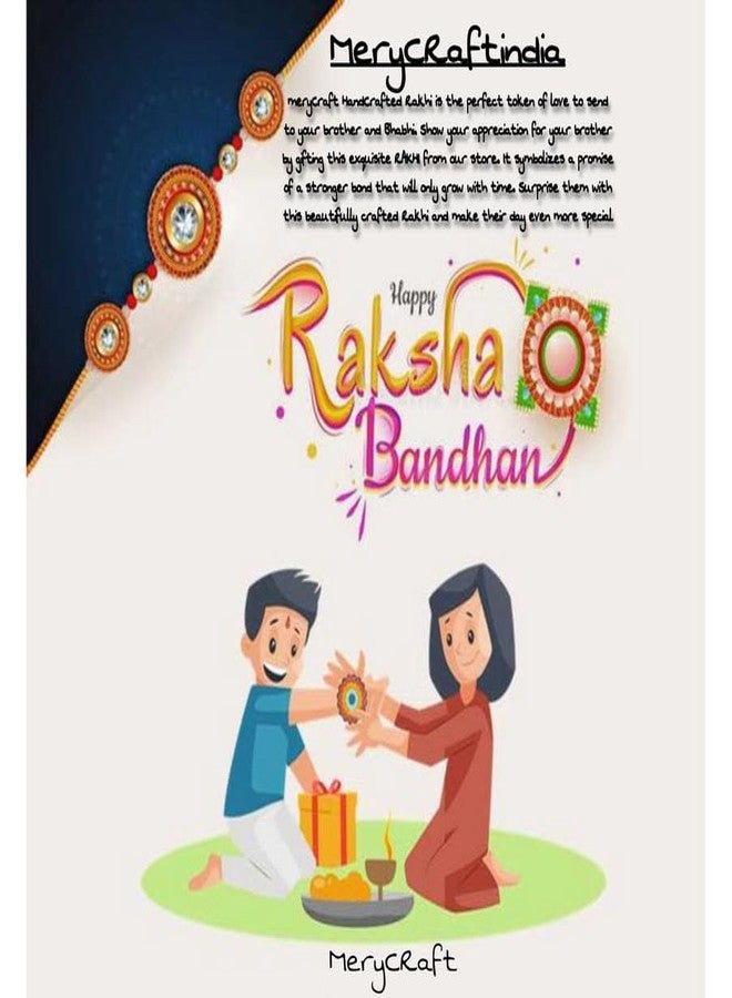 meryCraft Designer Fancy Traditional Rakhi for Bro/Brother/Bhaiya/Bhai/Bhabhi (Pack of 2) Rakshabandan Rakhe Kundan Stone Rakhee Bracelet Rakshasutra For Unisex Adult-R-2024-47 - Image 5