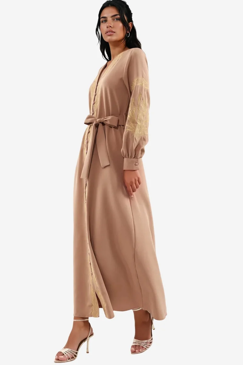 Jennyfer Embroidered V-Neck Maxi Dress