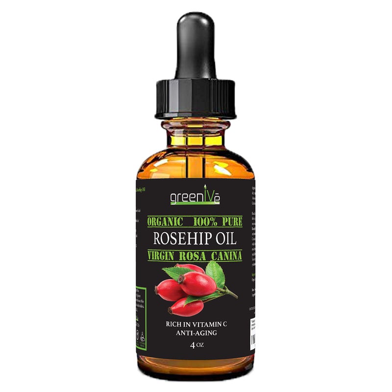 GreenIVe Rosehip Oil Rosa Canina 100% Pure Cold Pressed Virgin Oil Hair and Skin and DIY products (4oz dropper) - Image 2
