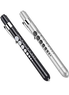ULHYC 2-Piece Diagnostic Medical Pen Light, Mini Reusable LED Pen Light, Pen Flashlight, Doctor Nurse Emergency Pen Light, Black and Silver  - Image 1