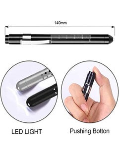 ULHYC 2-Piece Diagnostic Medical Pen Light, Mini Reusable LED Pen Light, Pen Flashlight, Doctor Nurse Emergency Pen Light, Black and Silver  - Image 2