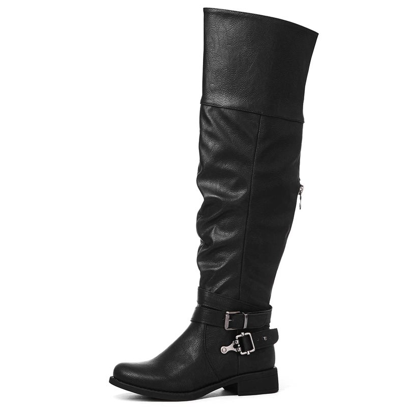 GLOBALWIN Women's Over The Knee Thigh High Black Tall Boots for Women Long Boots with Side Zipper Size 6M - Image 1