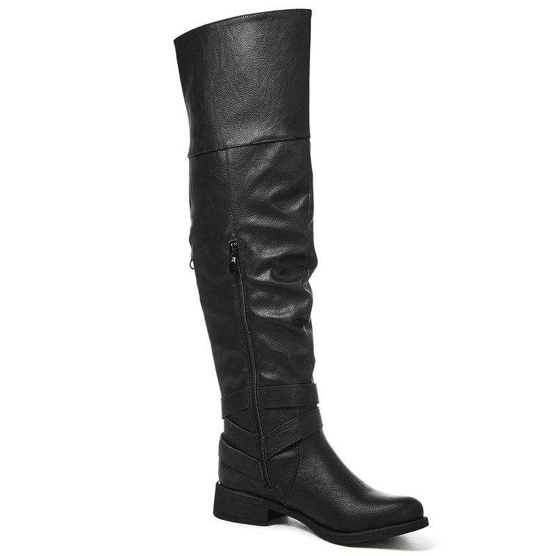 GLOBALWIN Women's Over The Knee Thigh High Black Tall Boots for Women Long Boots with Side Zipper Size 6M - Image 3