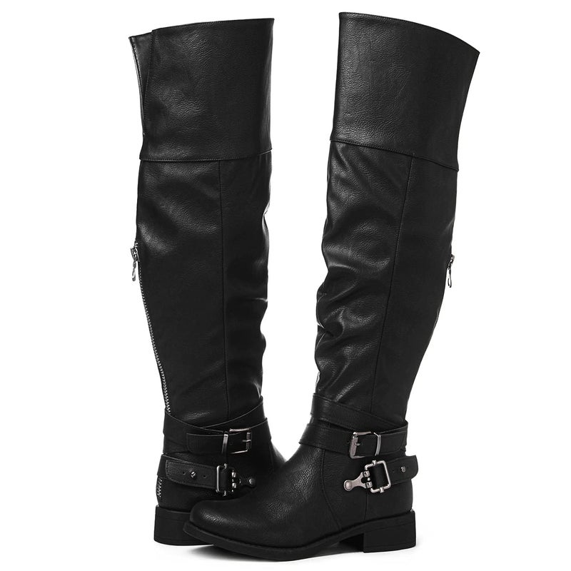 GLOBALWIN Women's Over The Knee Thigh High Black Tall Boots for Women Long Boots with Side Zipper Size 6M - Image 2