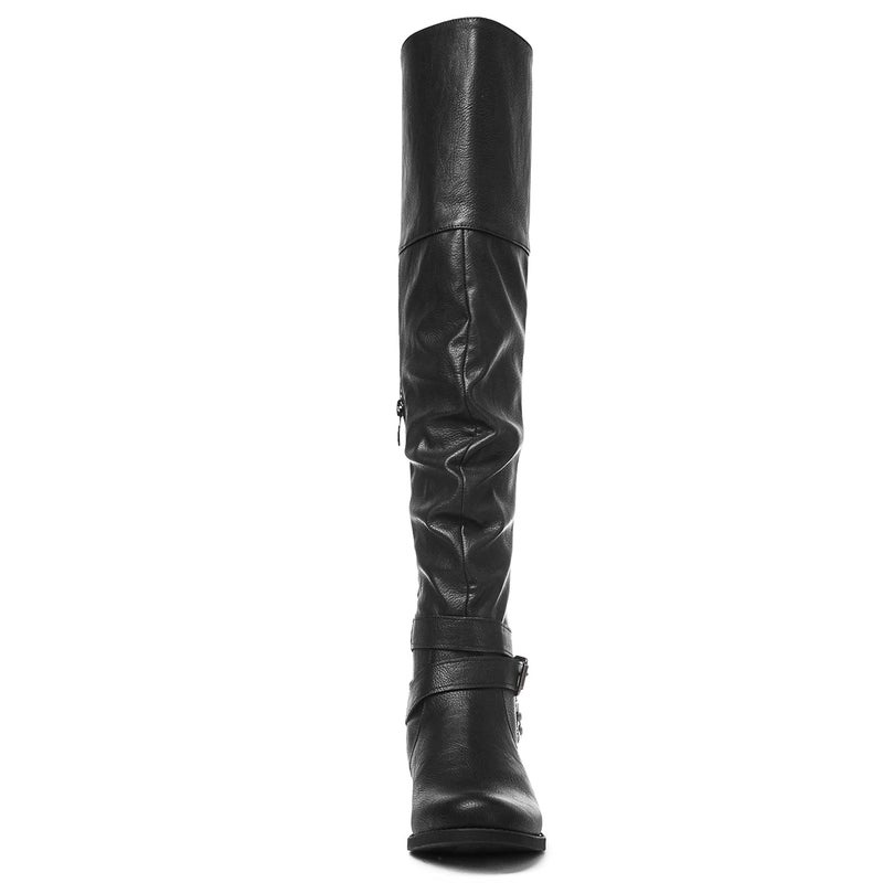 GLOBALWIN Women's Over The Knee Thigh High Black Tall Boots for Women Long Boots with Side Zipper Size 6M - Image 4