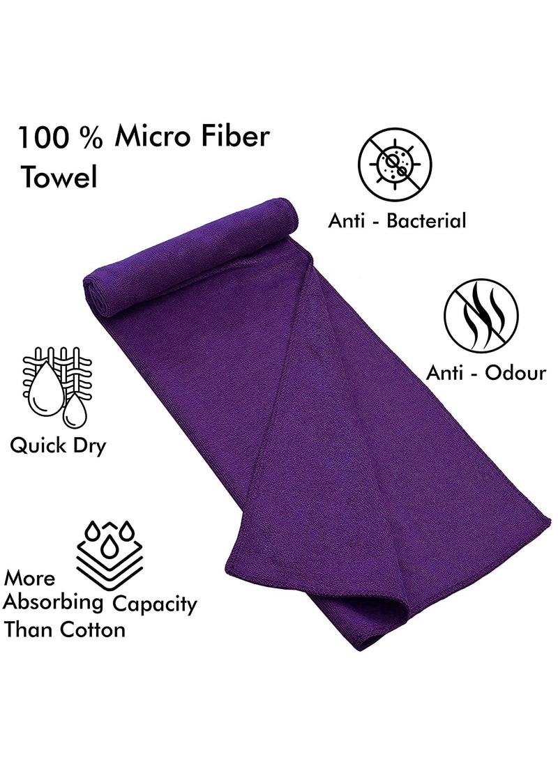 Fabienne 2-Piece Microfiber Bath Towel 70x140cm Soft Durable Super Absorbent and Fast Drying Purple  - Image 2