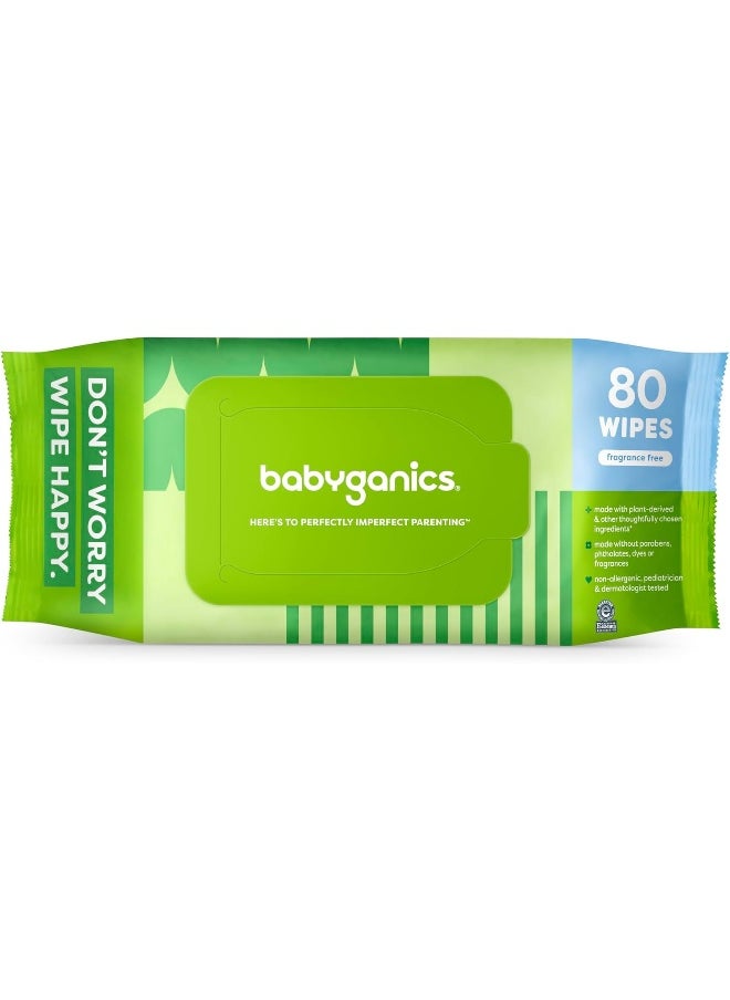 Babyganics Babyganics Baby Wipes, Unscented Diaper Wipes, 240 Count, (3 Packs of 80), Non-Allergenic and formulated with Plant Derived Ingredients  - Image 2