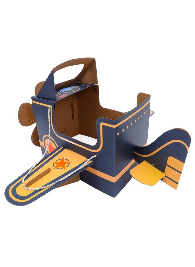 TOYANDONA TOYANDONA Wearable Cardboard Airplane Toy Boy Outfit Dress Toddler Airplane Costume Cardboard Making Air Plane Interactive Toy DIY Aircraft (Blue)  - Image 3