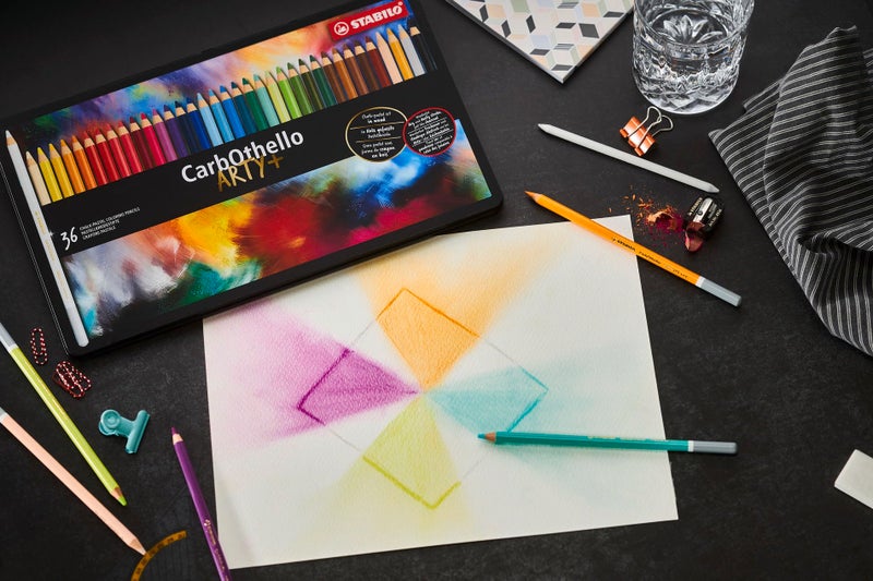 STABILO Chalk-Pastel Artist Colored Pencil CarbOthello ARTY Tin Set of 60, Eraser, Sharpener, Blender - Watercolor Effects - Image 5