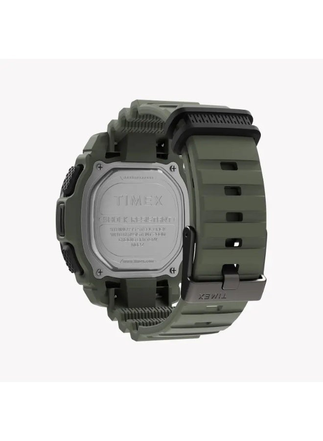 تيميكس ساعة TIMEX الرقمية للرجال بحجم 47 مم  سوار سيليكون أخضر وهيكل من الراتنج، مقاومة للماء حتى 20 ATM - Image 4