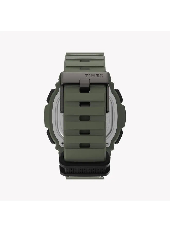 تيميكس ساعة TIMEX الرقمية للرجال بحجم 47 مم  سوار سيليكون أخضر وهيكل من الراتنج، مقاومة للماء حتى 20 ATM - Image 3