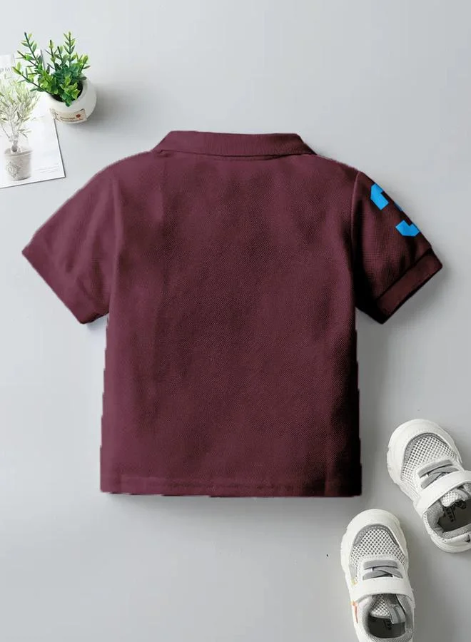 CODEZ Boys Maroon Cotton Blend Polo T-Shirt