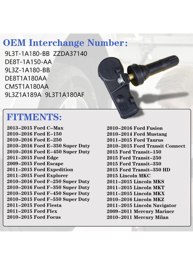 TLAXCA مستشعر TPMS 315 ميجا هرتز 4 قطع متوافق مع Lincoln Mercury Ford E150/E250/E350 Super Duty Edge Escape Focus، نظام مراقبة ضغط الإطارات يستبدل OE CM5T1A180AA 9L3Z1A189A 9L3T1A180AF  - Image 2