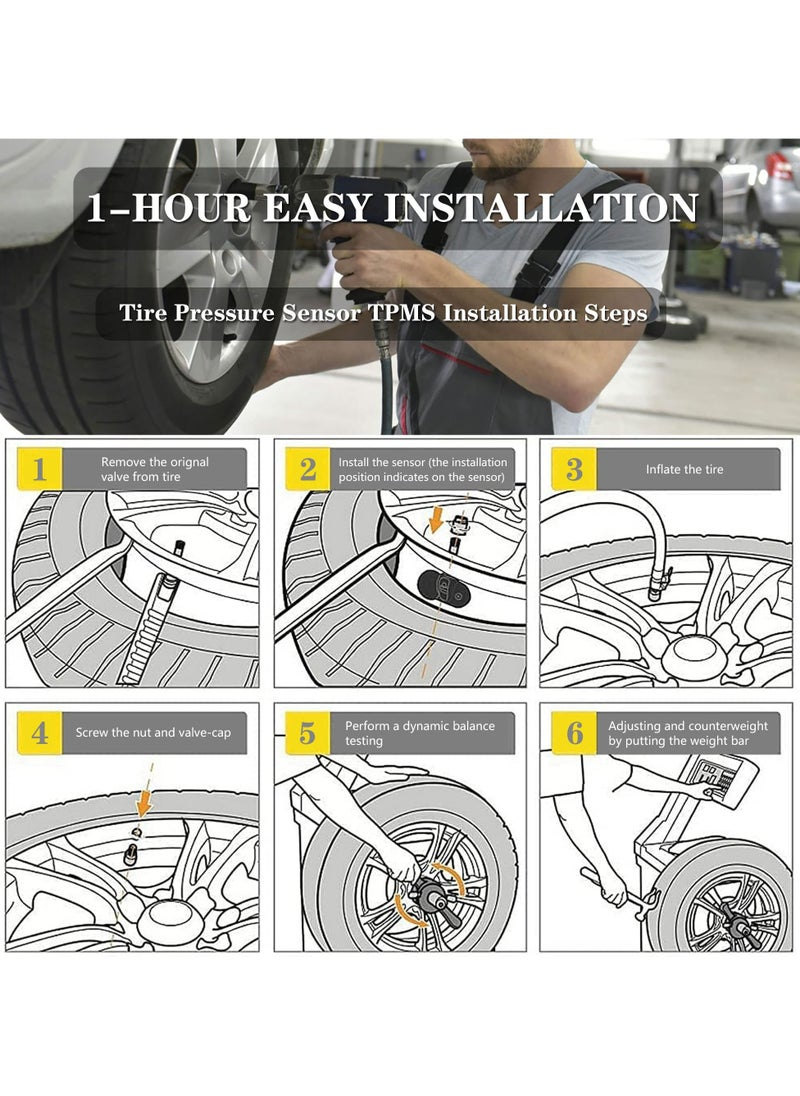 TLAXCA مستشعر TPMS 315 ميجا هرتز 4 قطع متوافق مع Lincoln Mercury Ford E150/E250/E350 Super Duty Edge Escape Focus، نظام مراقبة ضغط الإطارات يستبدل OE CM5T1A180AA 9L3Z1A189A 9L3T1A180AF  - Image 5