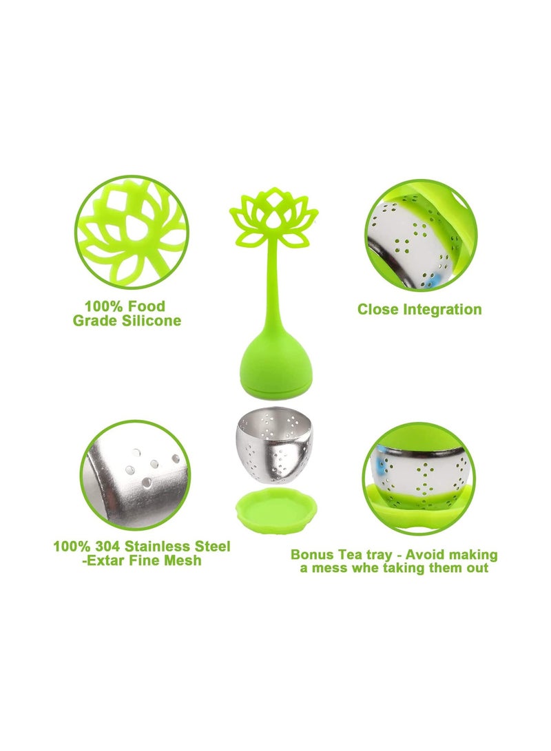 Tea Infuser Filter 2 Pack Stainless Steel Tea Ball - Loose Tea Steeper Mesh Tea Cup Filter with Flower shaped Silicone Handle for Loose Leaf or Herbal Tea, Best Tea Infuser for Loose Leaf  - Image 3