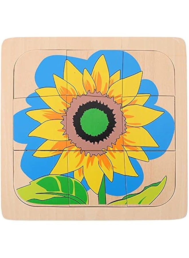 1 Set Growing up Jigsaw Puzzle Multilayer Jigsaw 3D Puzzle Board Animal Shape Puzzle Cartoon Puzzle Sunflower Puzzle Kids Toy Puzzle Toy Wooden Hen Men and Women Toddler - Image 1