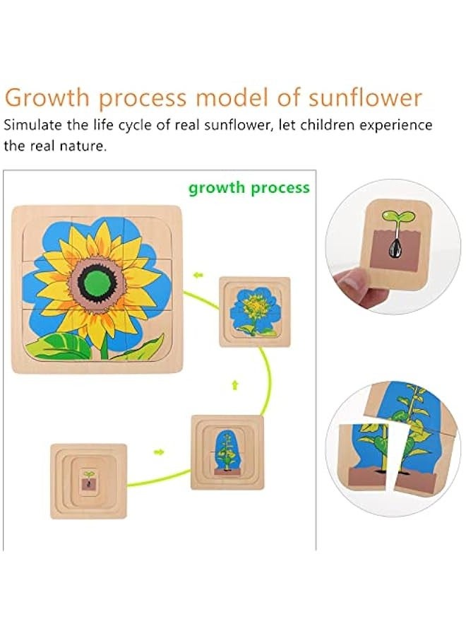 1 Set Growing up Jigsaw Puzzle Multilayer Jigsaw 3D Puzzle Board Animal Shape Puzzle Cartoon Puzzle Sunflower Puzzle Kids Toy Puzzle Toy Wooden Hen Men and Women Toddler - Image 3