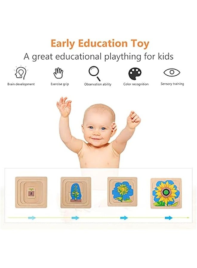 1 Set Growing up Jigsaw Puzzle Multilayer Jigsaw 3D Puzzle Board Animal Shape Puzzle Cartoon Puzzle Sunflower Puzzle Kids Toy Puzzle Toy Wooden Hen Men and Women Toddler - Image 4