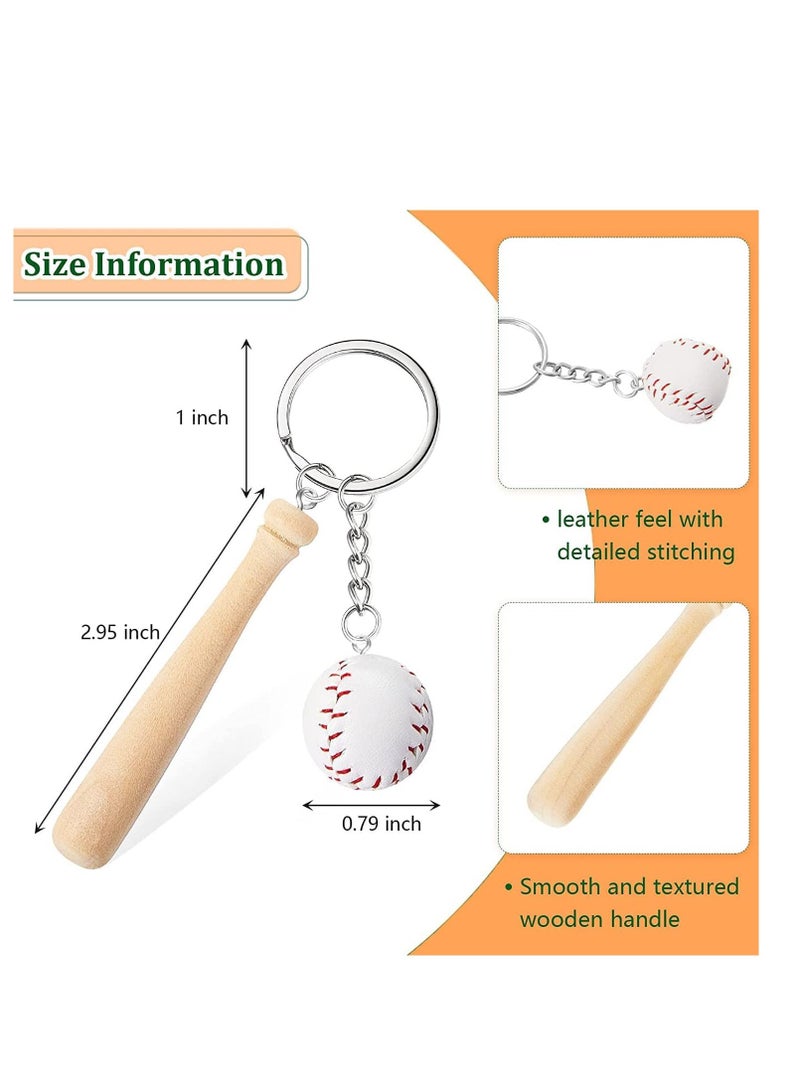 SYOSI Mini 3Inch Wooden Bat with Baseball Keychain, for Kids Age 8, Set Of 12 –Perfect for Team Giveaways, Sports & Souvenir Favors, Victory Parties, Gifts for Athletes, Moms, Dads & Coaches - Image 1