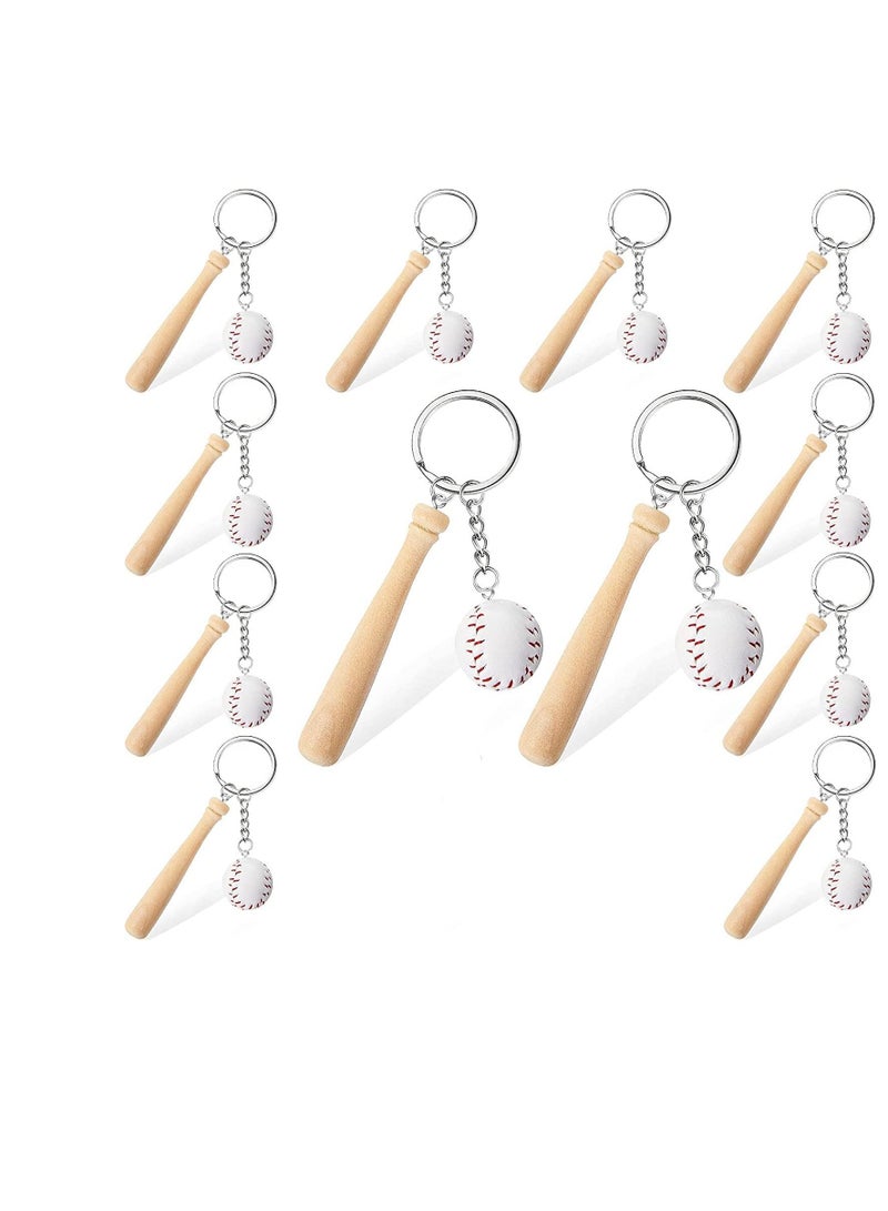 SYOSI Mini 3Inch Wooden Bat with Baseball Keychain, for Kids Age 8, Set Of 12 –Perfect for Team Giveaways, Sports & Souvenir Favors, Victory Parties, Gifts for Athletes, Moms, Dads & Coaches - Image 2