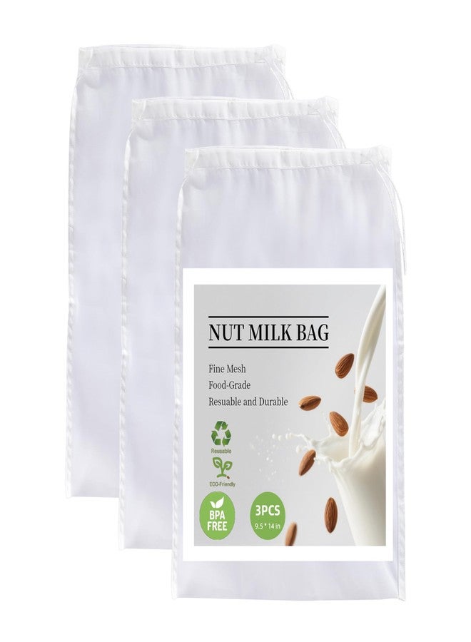 COKUMA 3 Pack Reusable Nut Milk Bag, Food-Grade Nylon Cheese Cloth Bag for Straining, Strong Fine Mesh Strainer Bags with Drawstring for Nut Milk, Cold Brew Coffee, Greek Yogurt, Tea and Juice, 9.5"x14" - Image 1