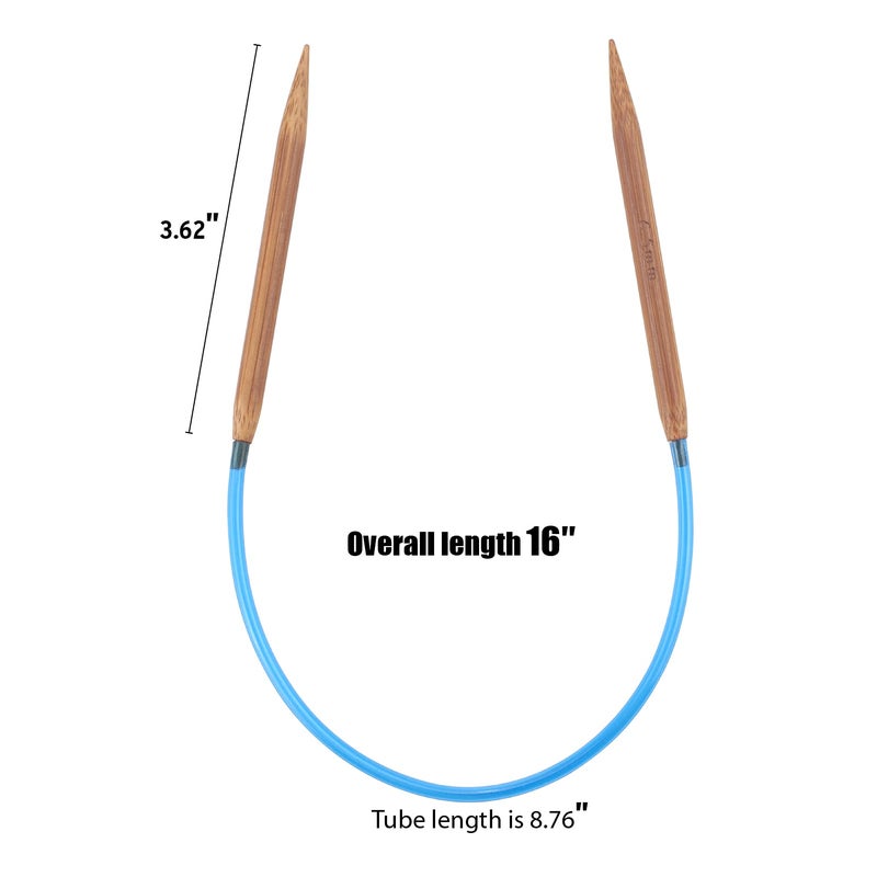 Coowayze Bamboo Circular Knitting Needles Set 16 Inch, 18 Round Wooden Knitting Needles, 18 Sizes US 0-15 (2-10mm) Double Pointed Short Circle Knit Needle for Beginners Knit Socks, Sweaters - Image 3
