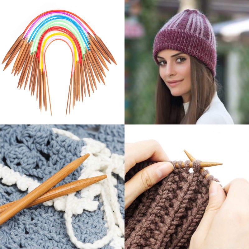 Coowayze Bamboo Circular Knitting Needles Set 16 Inch, 18 Round Wooden Knitting Needles, 18 Sizes US 0-15 (2-10mm) Double Pointed Short Circle Knit Needle for Beginners Knit Socks, Sweaters - Image 5