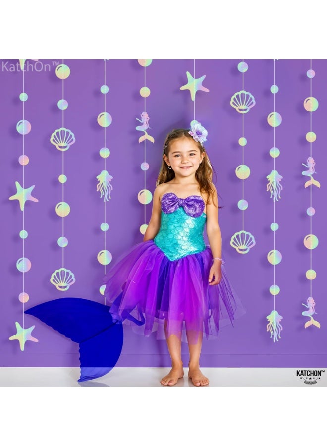 KATCHON Iridescent Under The Sea Garland - 6.5 Feet, 8 Strings | Seashell Banner, Under The Sea Party Decorations | Mermaid Garland for Mermaid Birthday Decorations, Ocean Themed Party Decorations - Image 2
